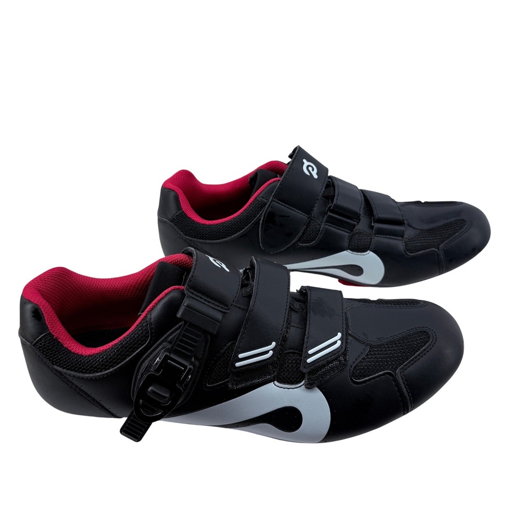 Peloton Cycling Shoes Mens 10.5 Black Red Indoor Spin Bike Shoes With Cleats